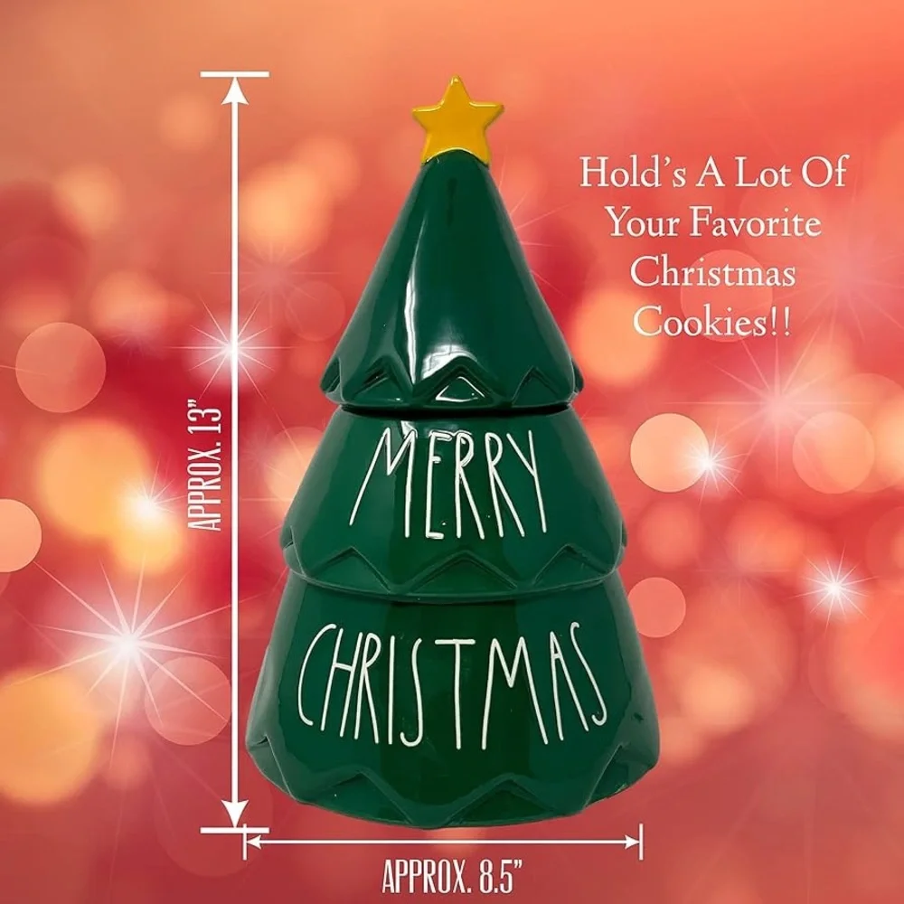 Rae Dunn Ceramic Christmas Tree Cookie‎ Jar Canister